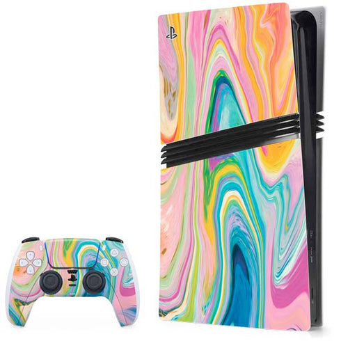 Rainbow Marble by Etta Vee PS5 Pro Bundle Skin